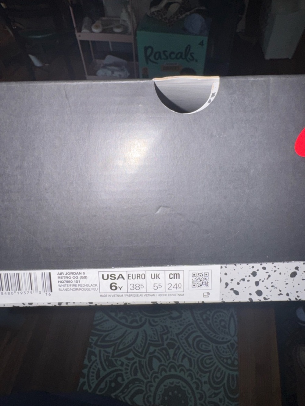 Jordan Kids White, Red, and Black Basketball Sneakers - Picture 2 of 4